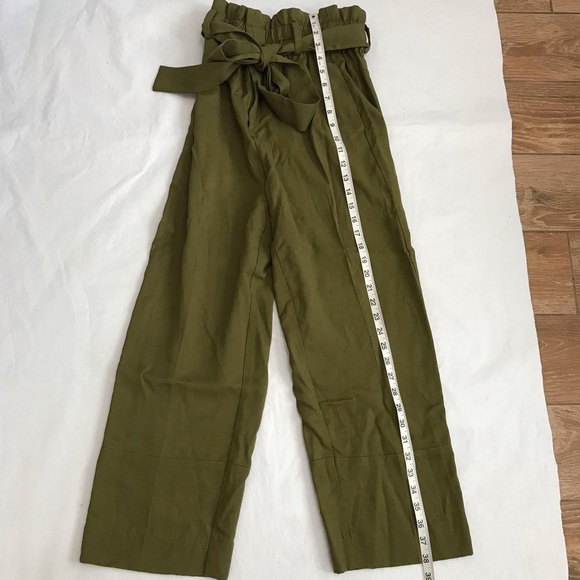 J. Crew Pants & Jumpsuits J Crew Paper Bag Olive Green Pants Wide Leg Lyocell Linen Poshmark